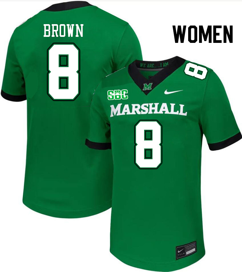 Women #8 Bralon Brown Marshall Thundering Herd SBC Conference College Football Jerseys Stitched-Gree